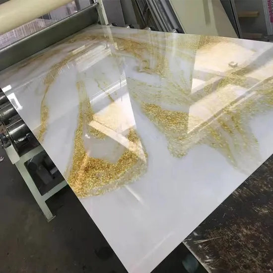 Panel de pared de lámina de mármol de PVC con superficie de pintura UV de alto brillo
