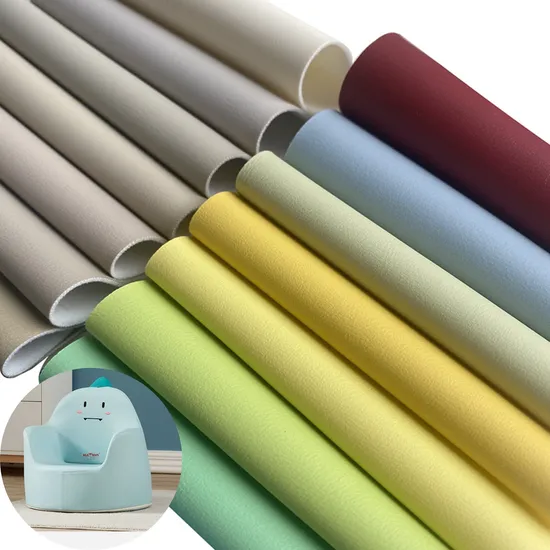 Tela ecológica lisa de silicona sin disolventes, resistente a las manchas, piel sintética de poliuretano para sofá, silla, muebles, tapicería y alfombra para bebé.